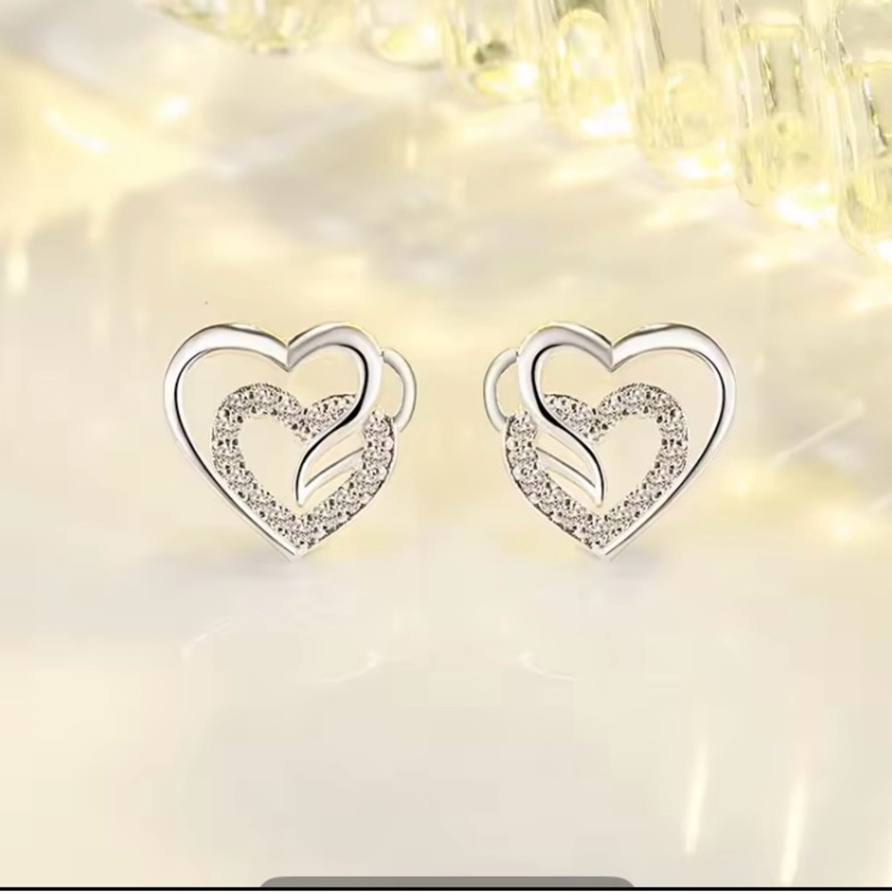 Elegant Silver Heart Earrings